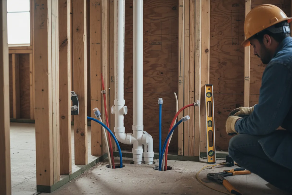 Drain and supply rough-in during Leak Detection in Pollock Pines